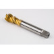 M18x1.5 MF HSS-E Spiral Flute Tap, 14mm Shank x 17mm Thread Length, 2.5XD, Mod. Bottoming, 4 Flute, 6H, TiN Coated