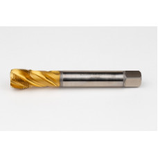 M20x1.5 MF HSS-E Spiral Flute Tap, 16mm Shank x 17mm Thread Length, 2.5XD, Mod. Bottoming, 4 Flute, 6H, TiN Coated