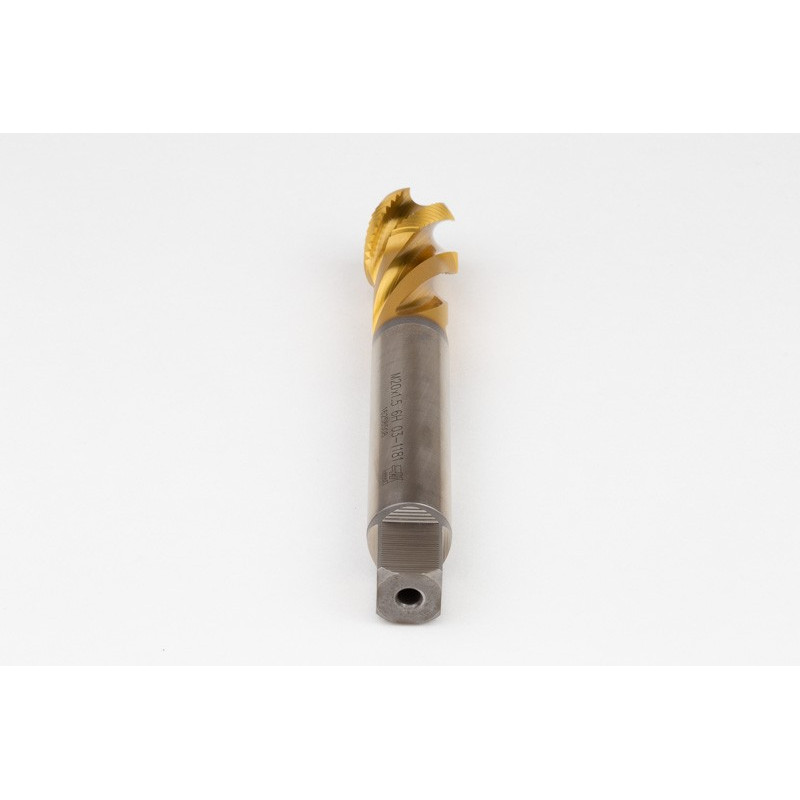 M20x1.5 MF HSS-E Spiral Flute Tap, 16mm Shank x 17mm Thread Length, 2.5XD, Mod. Bottoming, 4 Flute, 6H, TiN Coated