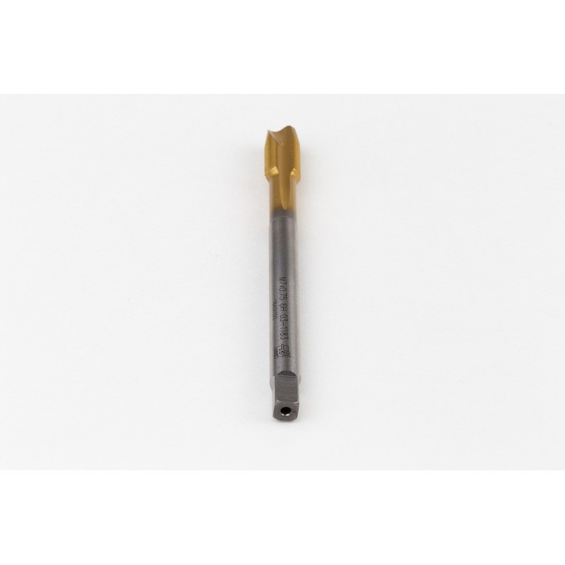 M7x0.75 MF HSS-E Spiral Point Tap, 5.5mm Shank x 14mm Thread Length, 3XD, Plug, 3 Flute, 6H, TiN Coated