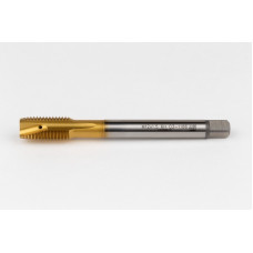 M12x1.5 MF HSS-E Spiral Point Tap, 9mm Shank x 22mm Thread Length, 3XD, Plug, 3 Flute, 6H, TiN Coated