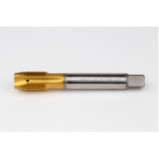 M18x1.5 MF HSS-E Spiral Point Tap, 14mm Shank x 25mm Thread Length, 3XD, Plug, 4 Flute, 6H, TiN Coated