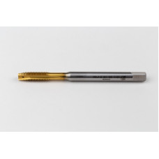 M6x1.0 M HSS-E Spiral Point Tap, 6mm Shank x 17mm Thread Length, 3XD, Plug, 3 Flute, 6H, TiN Coated