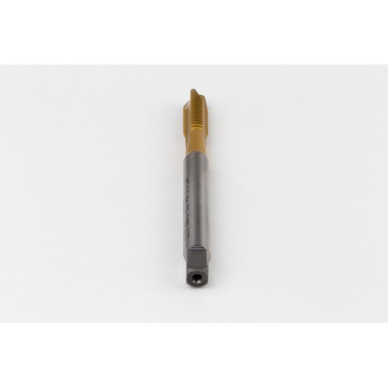 M7x1.0 M HSS-E Spiral Point Tap, 7mm Shank x 17mm Thread Length, 3XD, Plug, 3 Flute, 6H, TiN Coated