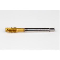 M12x1.75 M HSS-E Spiral Point Tap, 9mm Shank x 24mm Thread Length, 3XD, Plug, 3 Flute, 6H, TiN Coated