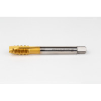 M14x2.0 M HSS-E Spiral Point Tap, 11mm Shank x 26mm Thread Length, 3XD, Plug, 3 Flute, 6H, TiN Coated