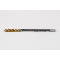 M2.5x0.45 M HSS-E Spiral Flute Tap, 2.8mm Shank x 9mm Thread Length, 2.5XD, Mod. Bottoming, 3 Flute, 6H, TiN Coated