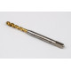 M3.5x0.6 M HSS-E Spiral Flute Tap, 4mm Shank x 7mm Thread Length, 2.5XD, Mod. Bottoming, 3 Flute, 6H, TiN Coated