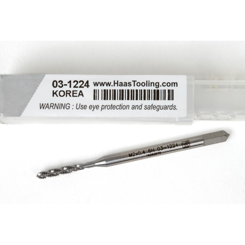 M2x0.4 M HSS-E Spiral Flute Tap, 2.8mm Shank x 8mm Thread Length, 2.5XD, Mod. Bottoming, 2 Flute, 6H, Uncoated