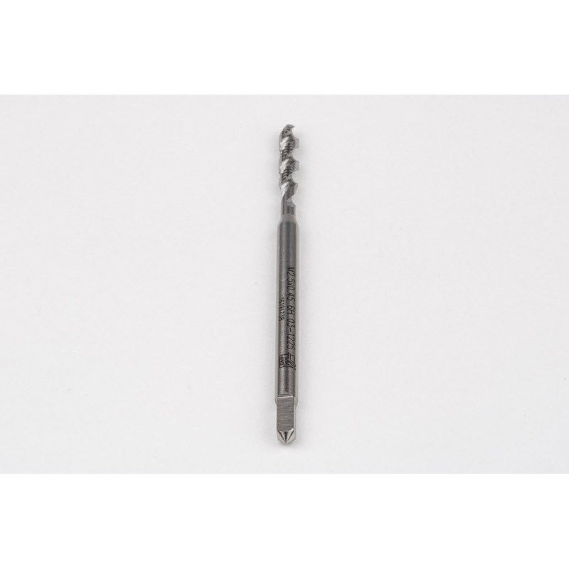 M2.5x0.45 M HSS-E Spiral Flute Tap, 2.8mm Shank x 9mm Thread Length, 2.5XD, Mod. Bottoming, 2 Flute, 6H, Uncoated
