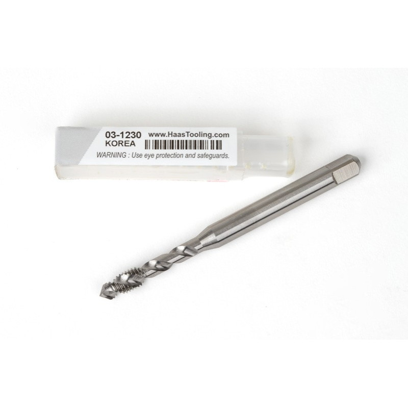 M5x0.8 M HSS-E Spiral Flute Tap, 6mm Shank x 8mm Thread Length, 2.5XD, Mod. Bottoming, 2 Flute, 6H, Uncoated