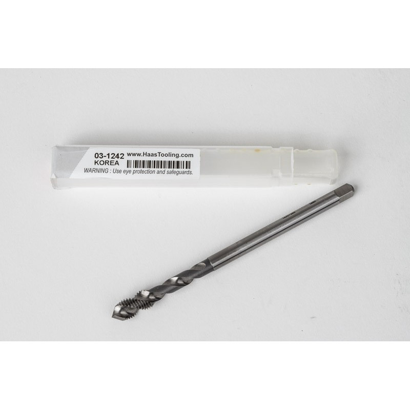 M7x1.0 M HSS-E Spiral Flute Tap, 7mm Shank x 10mm Thread Length, 2.5XD, Mod. Bottoming, 2 Flute, 6H, Uncoated