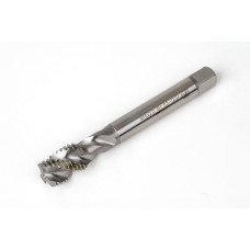 M16x2.0 M HSS-E Spiral Flute Tap, 12mm Shank x 20mm Thread Length, 2.5XD, Mod. Bottoming, 3 Flute, 6H, Uncoated