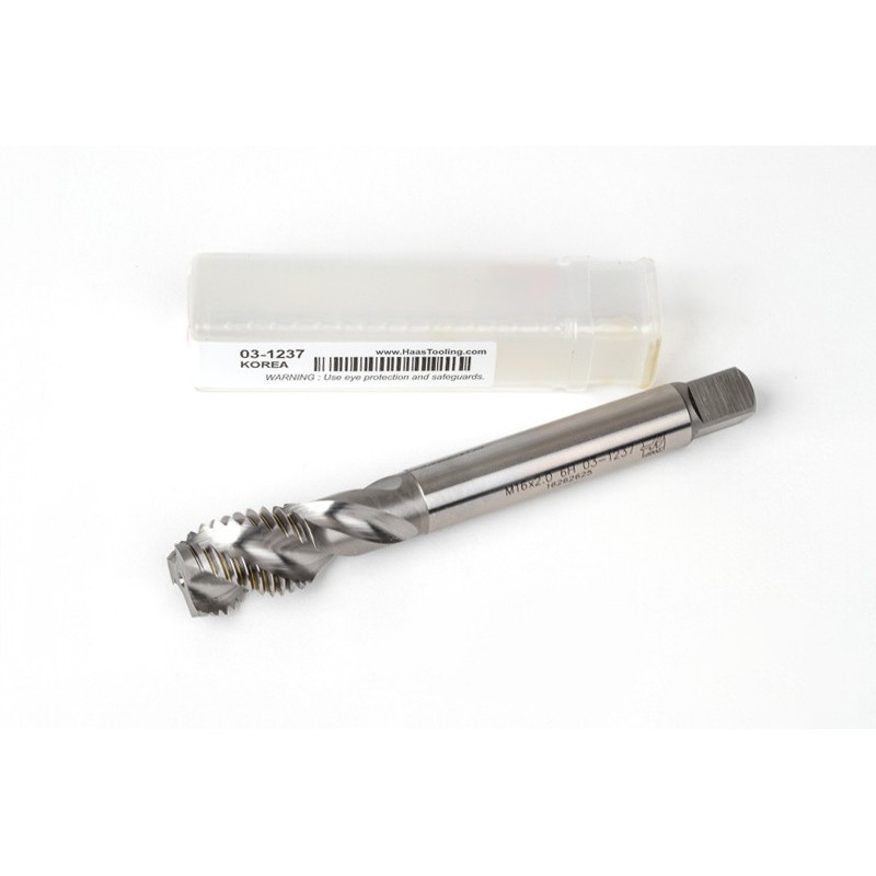 M16x2.0 M HSS-E Spiral Flute Tap, 12mm Shank x 20mm Thread Length, 2.5XD, Mod. Bottoming, 3 Flute, 6H, Uncoated