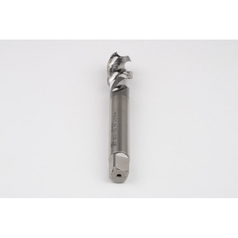 M18x2.5 M HSS-E Spiral Flute Tap, 14mm Shank x 25mm Thread Length, 2.5XD, Mod. Bottoming, 3 Flute, 6H, Uncoated