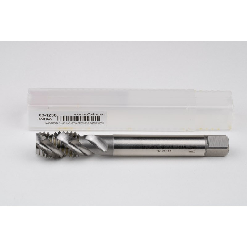 M18x2.5 M HSS-E Spiral Flute Tap, 14mm Shank x 25mm Thread Length, 2.5XD, Mod. Bottoming, 3 Flute, 6H, Uncoated