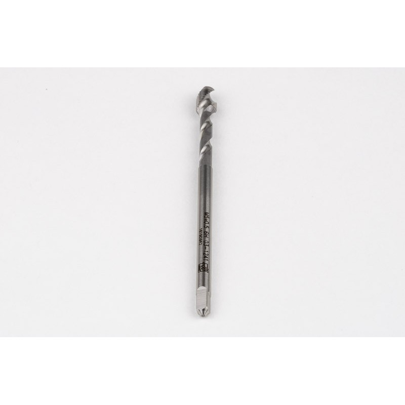 M5x0.5 MF HSS-E Spiral Flute Tap, 3.5mm Shank x 5mm Thread Length, 2.5XD, Mod. Bottoming, 2 Flute, 6H, Uncoated
