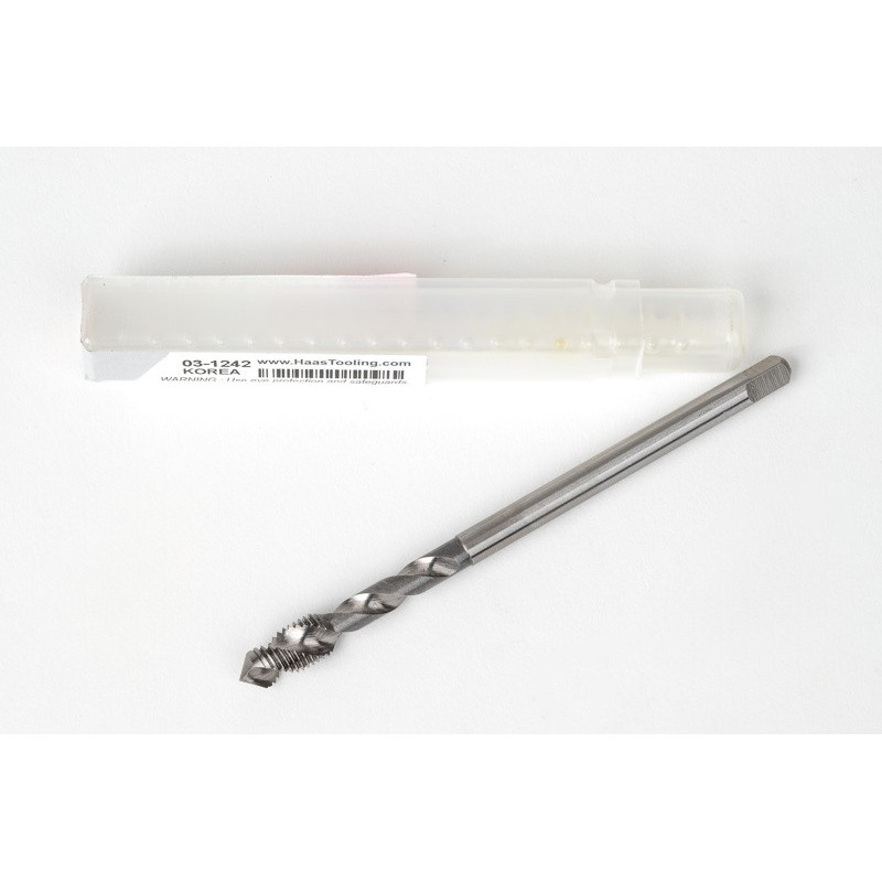 M6x0.75 MF HSS-E Spiral Flute Tap, 4.5mm Shank x 8mm Thread Length, 2.5XD, Mod. Bottoming, 2 Flute, 6H, Uncoated