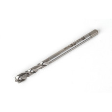M8x1.0 MF HSS-E Spiral Flute Tap, 6mm Shank x 10mm Thread Length, 2.5XD, Mod. Bottoming, 2 Flute, 6H, Uncoated