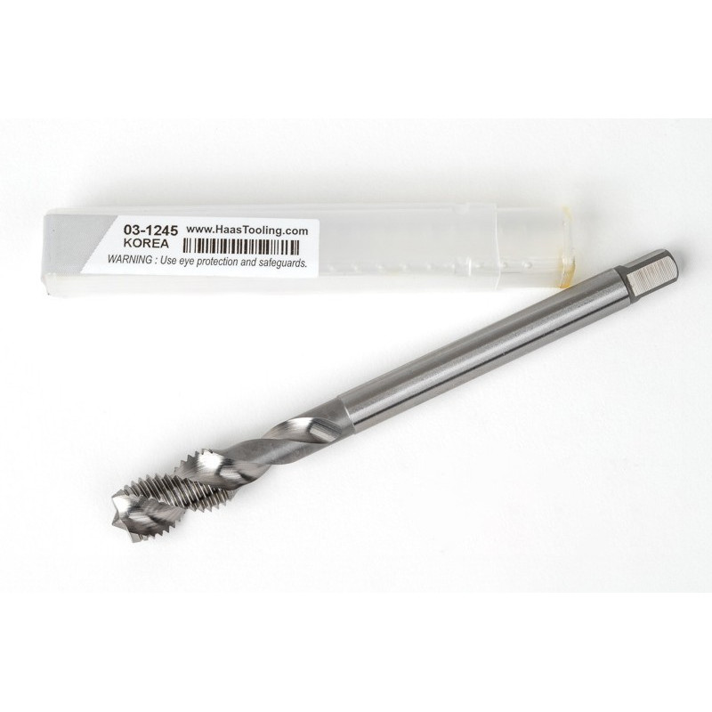 M10x1.25 MF HSS-E Spiral Flute Tap, 7mm Shank x 16mm Thread Length, 2.5XD, Mod. Bottoming, 2 Flute, 6H, Uncoated