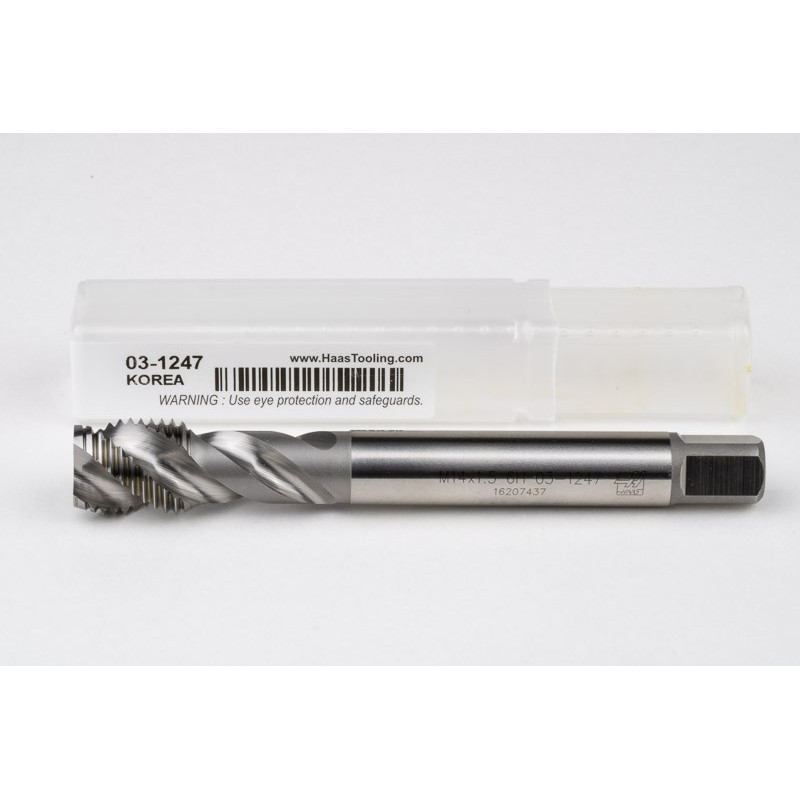 M14x1.5 MF HSS-E Spiral Flute Tap, 11mm Shank x 15mm Thread Length, 2.5XD, Mod. Bottoming, 3 Flute, 6H, Uncoated