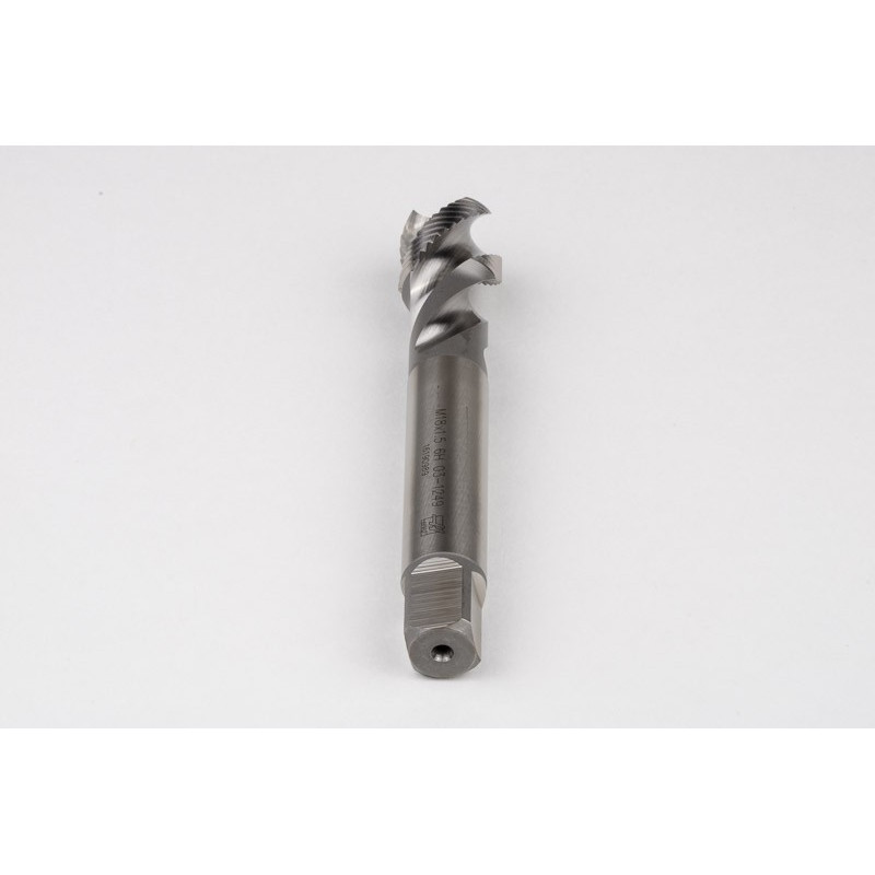 M18x1.5 MF HSS-E Spiral Flute Tap, 14mm Shank x 17mm Thread Length, 2.5XD, Mod. Bottoming, 3 Flute, 6H, Uncoated