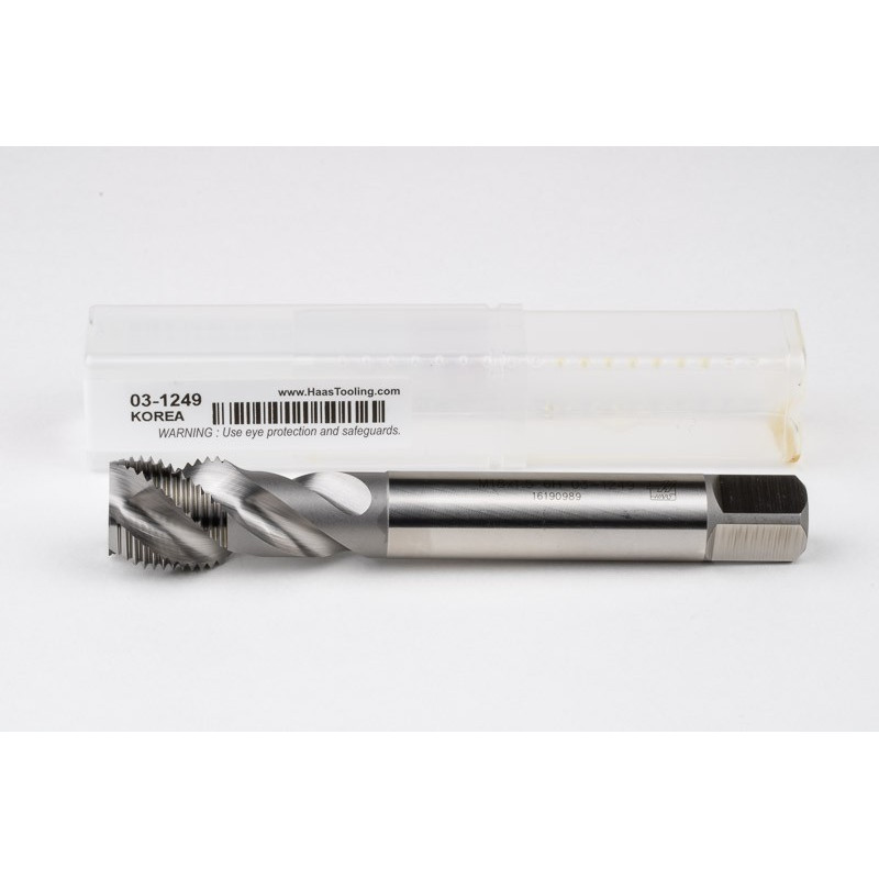 M18x1.5 MF HSS-E Spiral Flute Tap, 14mm Shank x 17mm Thread Length, 2.5XD, Mod. Bottoming, 3 Flute, 6H, Uncoated