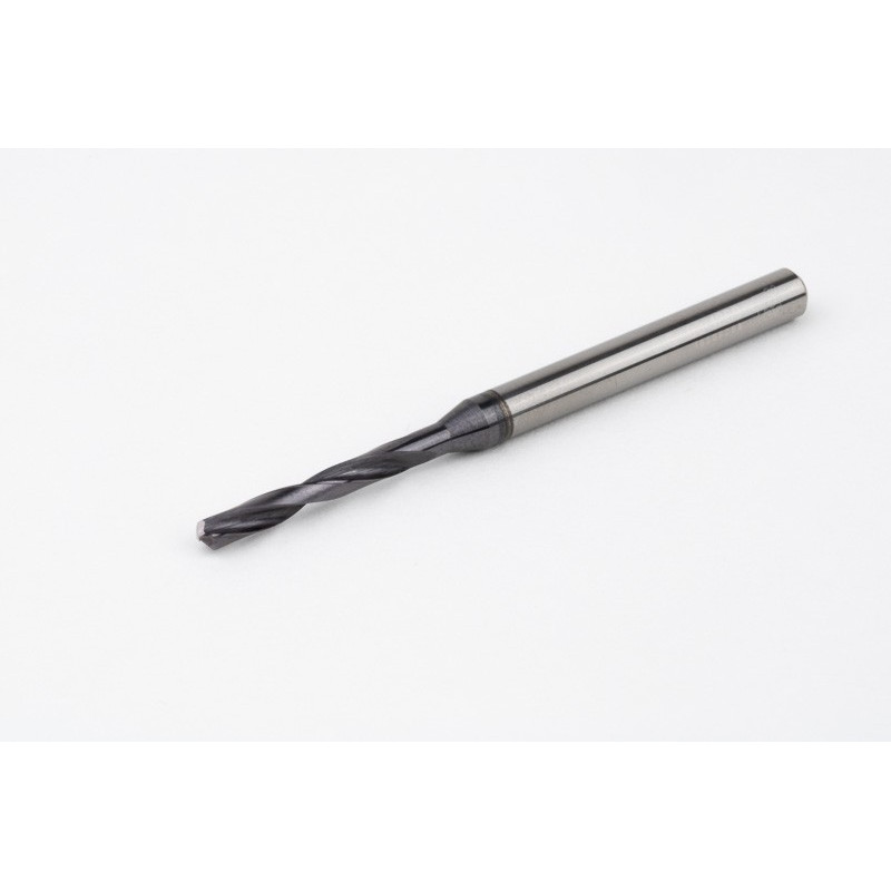 2.3mm Ø Carbide Drill, 4mm Shank x 140° Point Angle x 18° Helix, 3XD, 2 Flute, TiAlN Coated, GP