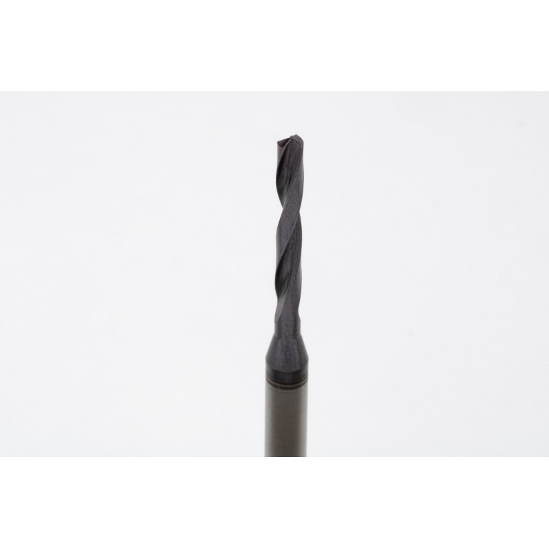 2.3mm Ø Carbide Drill, 4mm Shank x 140° Point Angle x 18° Helix, 3XD, 2 Flute, TiAlN Coated, GP