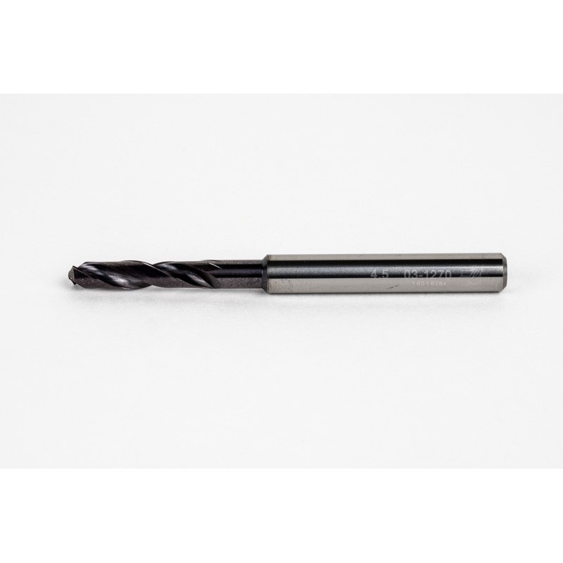 4.5mm Ø Carbide Drill, 6mm Shank x 140° Point Angle x 30° Helix, 3XD, 2 Flute, TiAlN Coated, GP