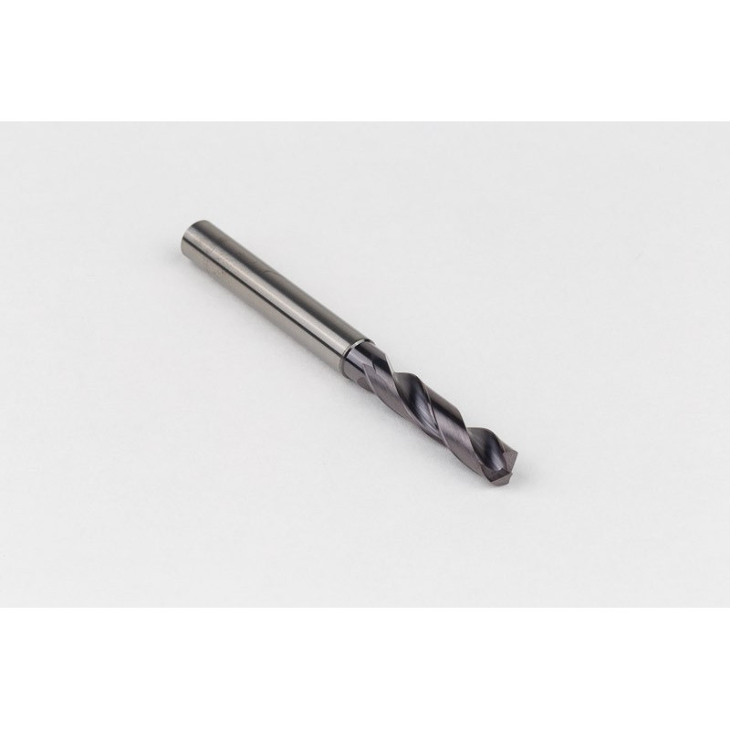 5.5mm Ø Carbide Drill, 6mm Shank x 140° Point Angle x 30° Helix, 3XD, 2 Flute, TiAlN Coated, GP