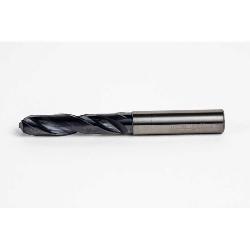 11mm Ø Carbide Drill, 12mm Shank x 140° Point Angle x 30° Helix, 3XD, 2 Flute, TiAlN Coated, GP