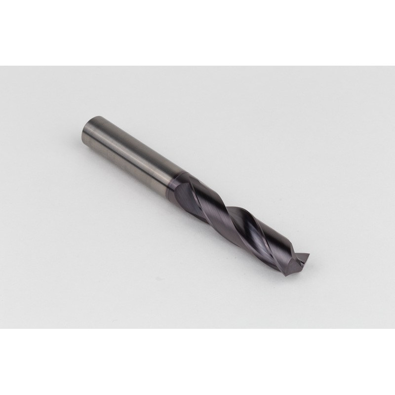 12mm Ø Carbide Drill, 12mm Shank x 140° Point Angle x 30° Helix, 3XD, 2 Flute, TiAlN Coated, GP