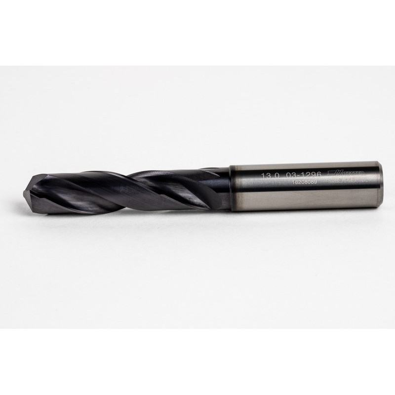 13mm Ø Carbide Drill, 14mm Shank x 140° Point Angle x 30° Helix, 3XD, 2 Flute, TiAlN Coated, GP