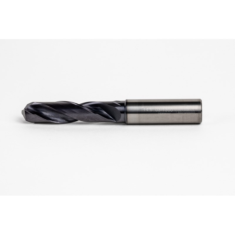 14.5mm Ø Carbide Drill, 14mm Shank x 140° Point Angle x 30° Helix, 3XD, 2 Flute, TiAlN Coated, GP