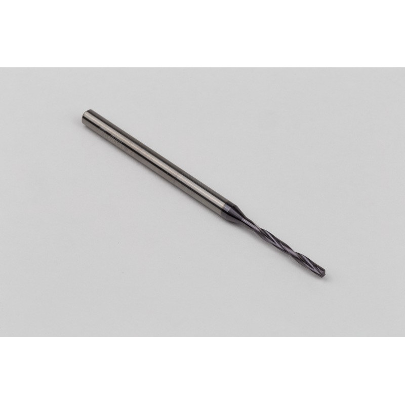 1.6mm Ø Carbide Drill, 3mm Shank x 140° Point Angle x 17° Helix, 5XD, 2 Flute, TiAlN Coated, GP