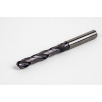7.4mm Ø Carbide Drill, 8mm Shank x 140° Point Angle x 30° Helix, 5XD, 2 Flute, TiAlN Coated, GP