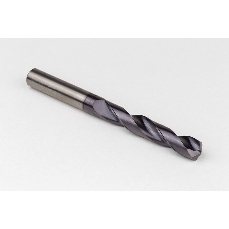 10mm Ø Carbide Drill, 10mm Shank x 140° Point Angle x 30° Helix, 5XD, 2 Flute, TiAlN Coated, GP