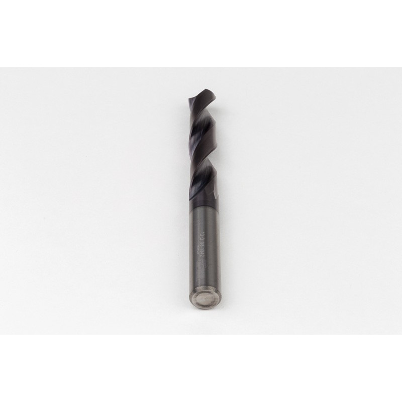 10mm Ø Carbide Drill, 10mm Shank x 140° Point Angle x 30° Helix, 5XD, 2 Flute, TiAlN Coated, GP