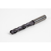 10.2mm Ø Carbide Drill, 12mm Shank x 140° Point Angle x 30° Helix, 5XD, 2 Flute, TiAlN Coated, GP