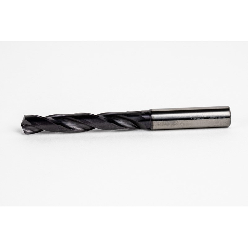 10.8mm Ø Carbide Drill, 12mm Shank x 140° Point Angle x 30° Helix, 5XD, 2 Flute, TiAlN Coated, GP