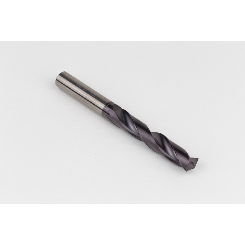 12mm Ø Carbide Drill, 12mm Shank x 140° Point Angle x 30° Helix, 5XD, 2 Flute, TiAlN Coated, GP