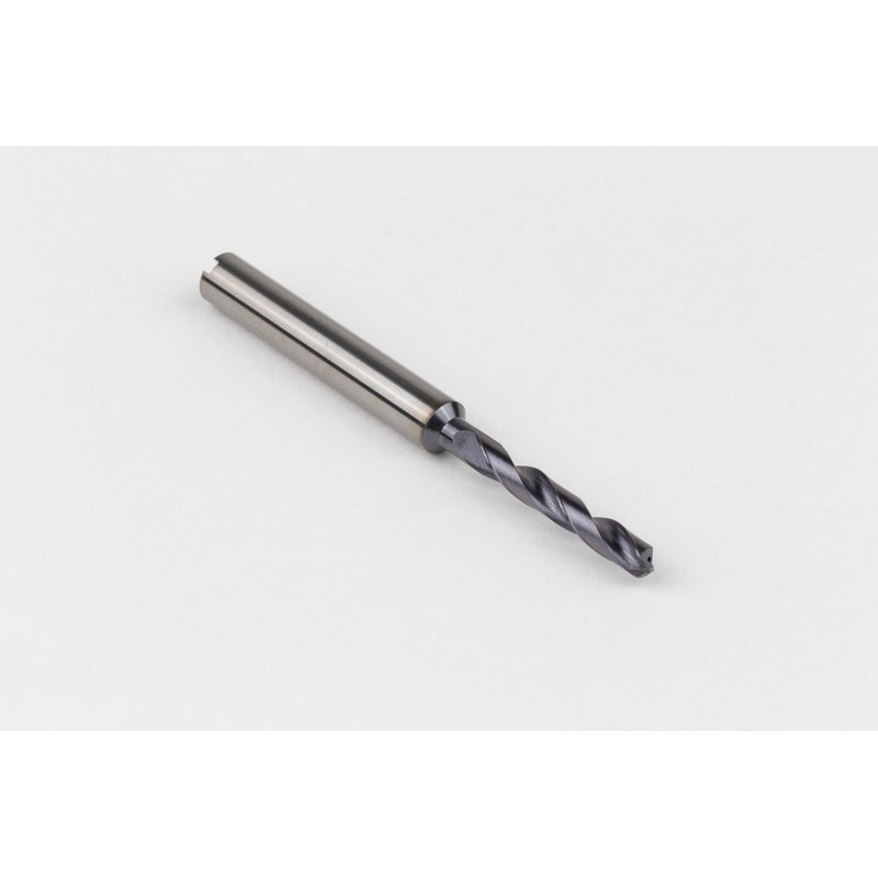 3.3mm Ø Carbide Drill, 6mm Shank x 140° Point Angle x 25° Helix, 5XD, 2 Flute, TiAlN Coated, GP, TSC