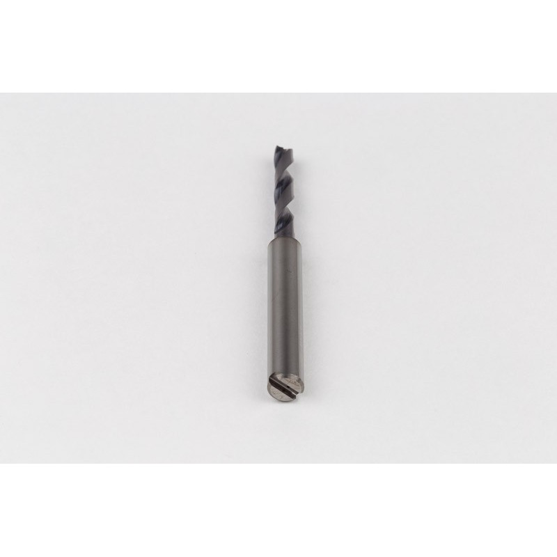 3.7mm Ø Carbide Drill, 6mm Shank x 140° Point Angle x 27° Helix, 5XD, 2 Flute, TiAlN Coated, GP, TSC