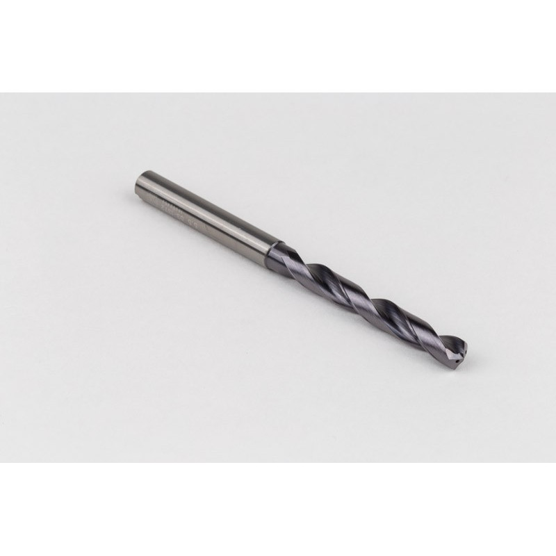 5.5mm Ø Carbide Drill, 6mm Shank x 140° Point Angle x 28° Helix, 5XD, 2 Flute, TiAlN Coated, GP, TSC
