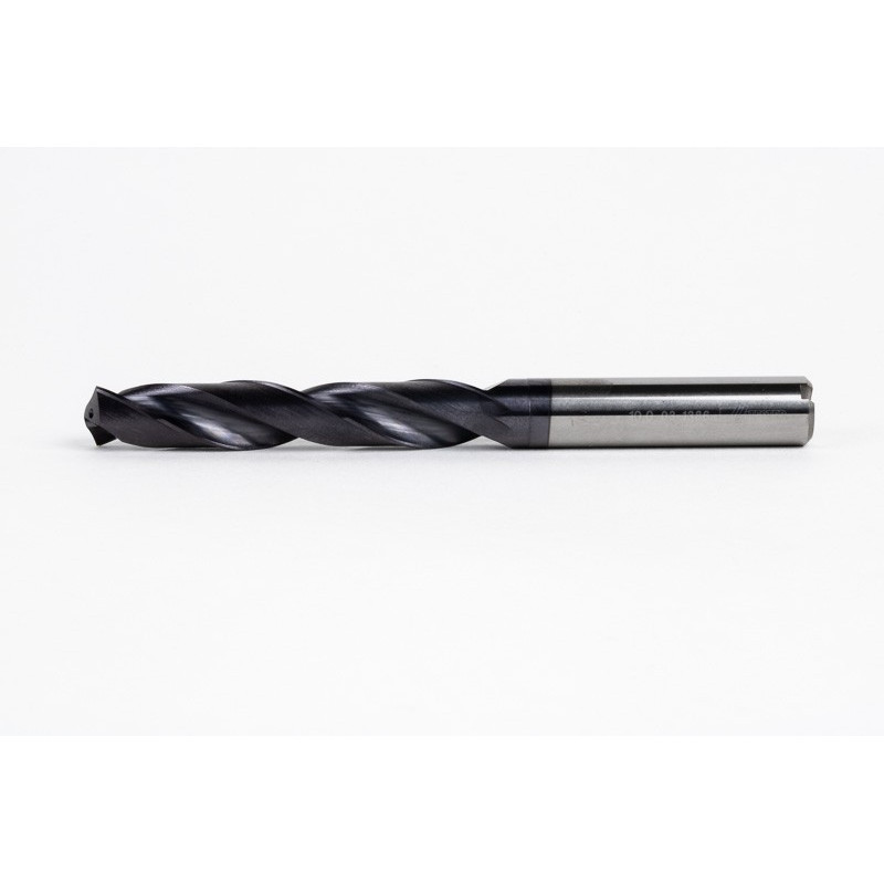10.2mm Ø Carbide Drill, 12mm Shank x 140° Point Angle x 26° Helix, 5XD, 2 Flute, TiAlN Coated, GP, TSC