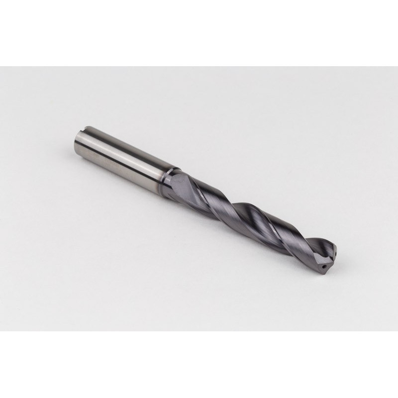 11.2mm Ø Carbide Drill, 12mm Shank x 140° Point Angle x 28° Helix, 5XD, 2 Flute, TiAlN Coated, GP, TSC