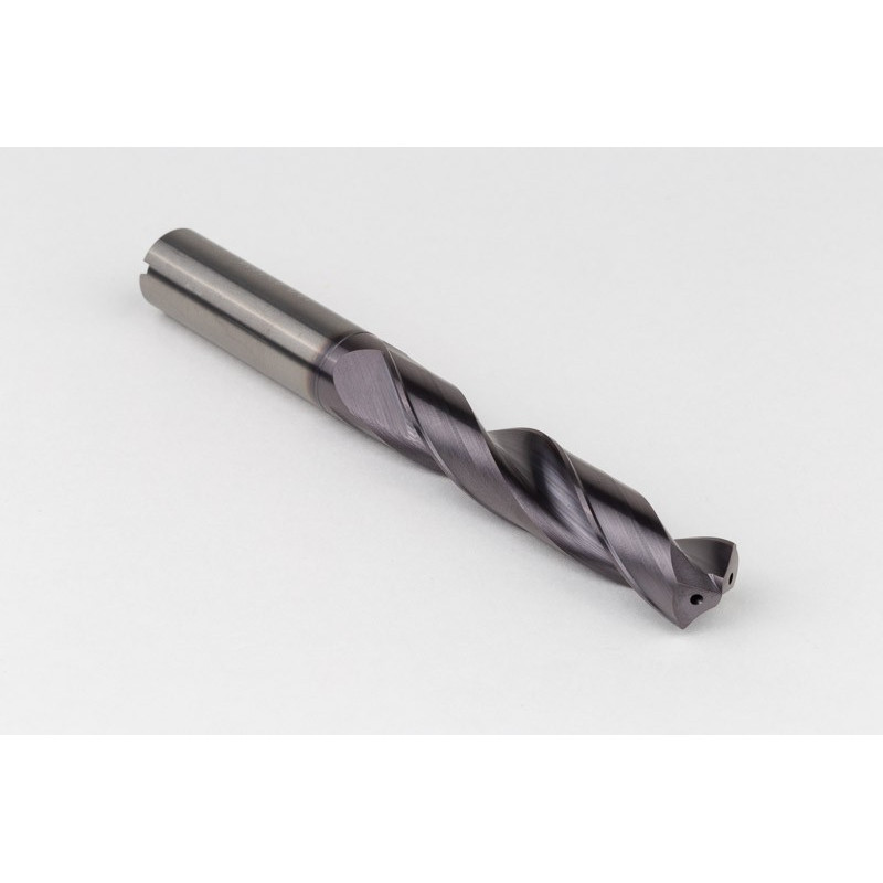 14.5mm Ø Carbide Drill, 14mm Shank x 140° Point Angle x 30° Helix, 5XD, 2 Flute, TiAlN Coated, GP, TSC