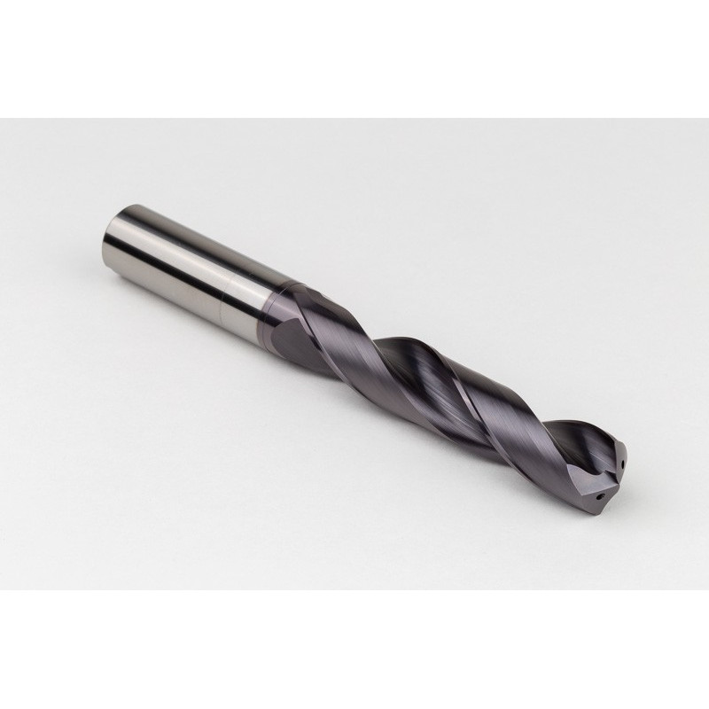 16mm Ø Carbide Drill, 16mm Shank x 140° Point Angle x 30° Helix, 5XD, 2 Flute, TiAlN Coated, GP, TSC