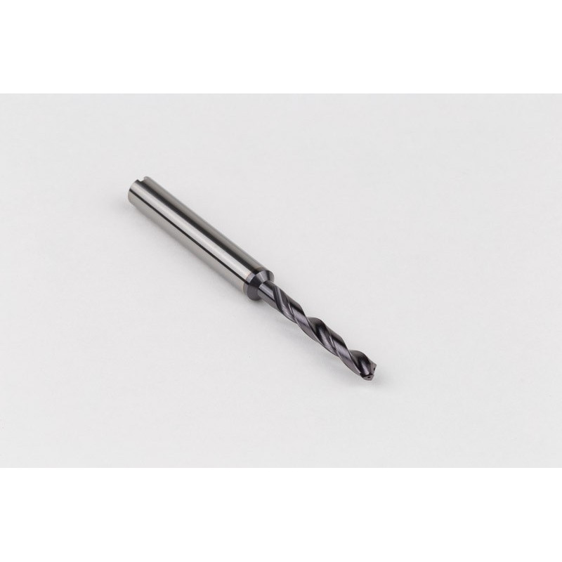 3.3mm Ø Carbide Drill, 6mm Shank x 140° Point Angle x 25° Helix, 5XD, 2 Flute, TiAlN Coated, Inox / SS, TSC